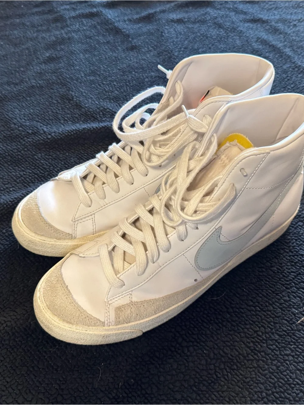 Nike Blazer White High-Top Sneakers with Light Blue Swoosh